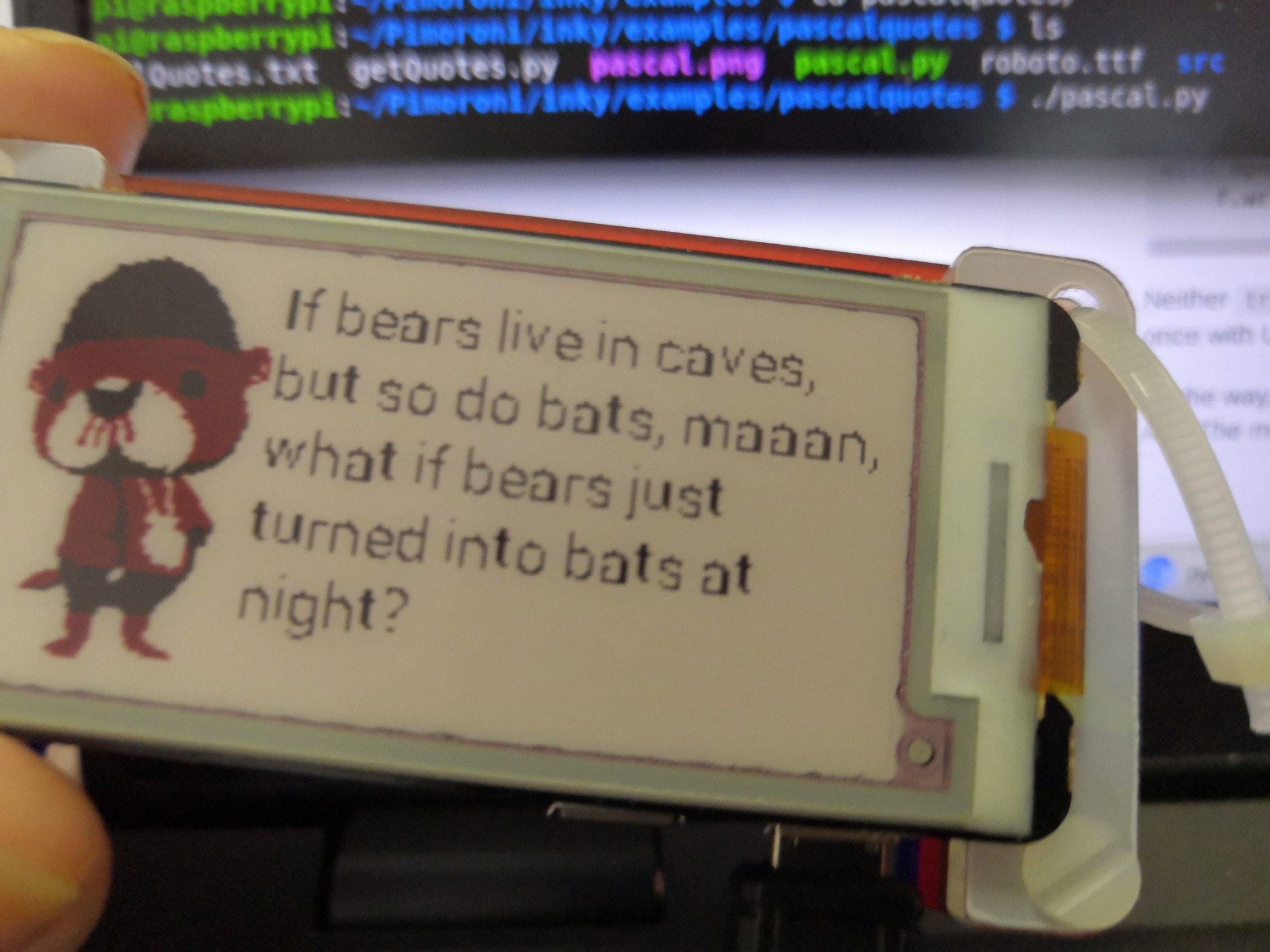 An Inkyphat displaying a Pascal quote